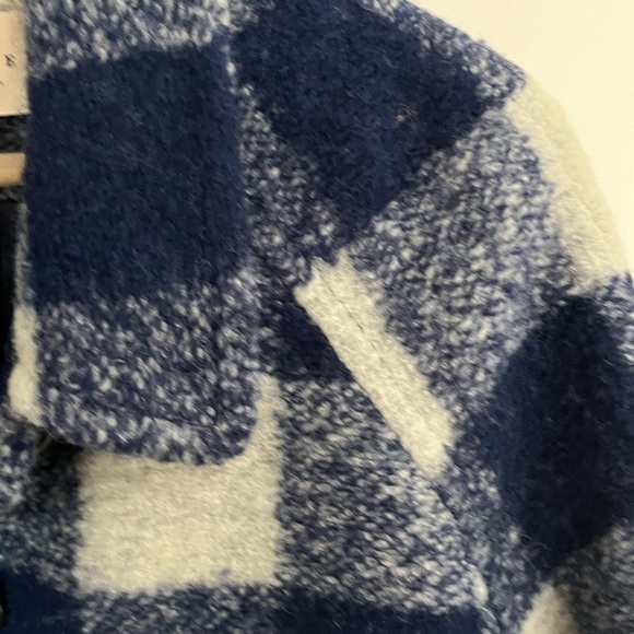 Sezane Wool Manteau Joe Jacket Coat in White and Blue check Size 6/36 - Picture 7 of 9